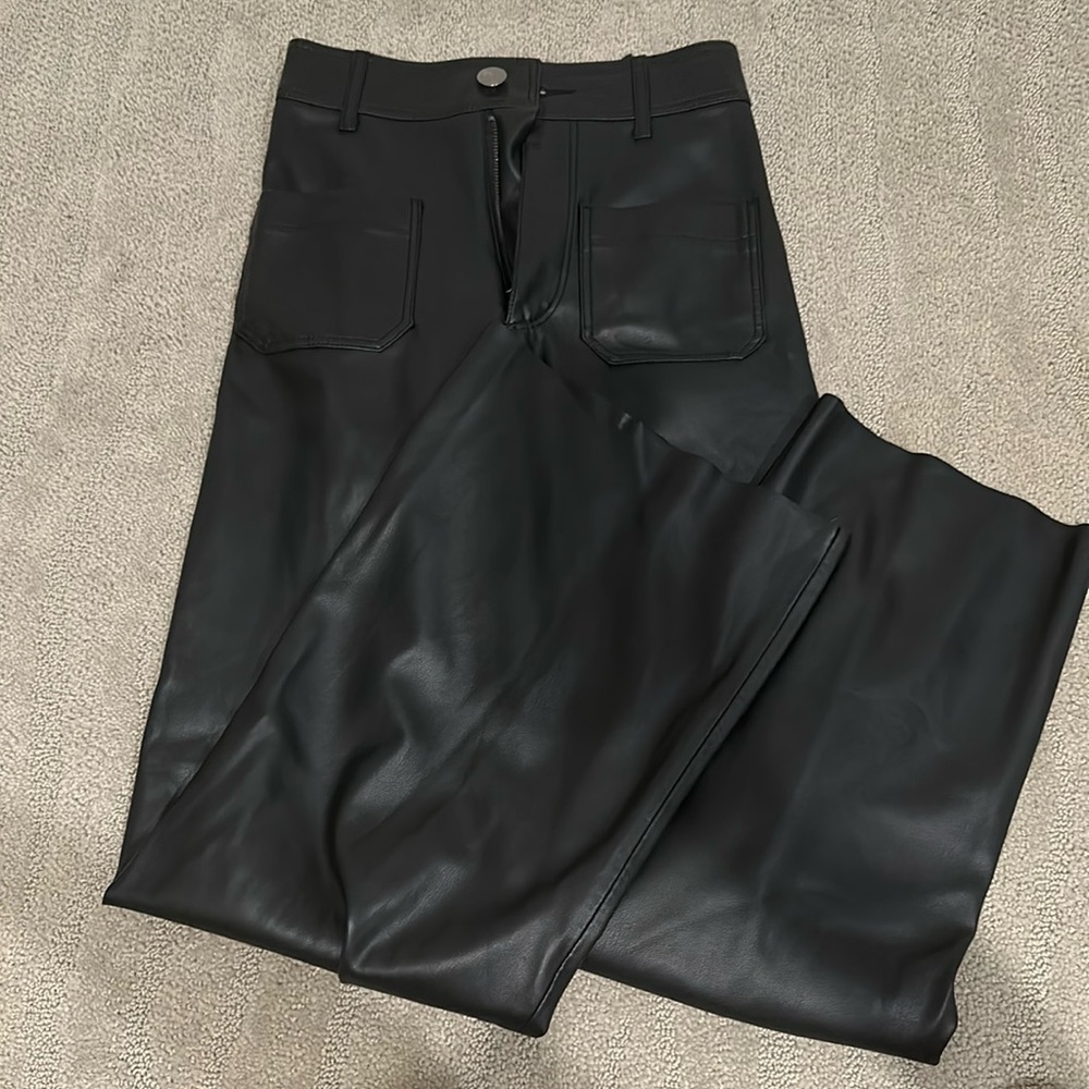 High waisted leather pants